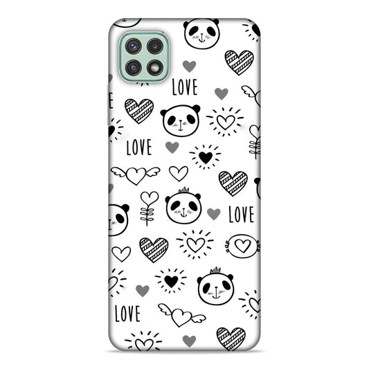 Heart Love and Panda Hard Back Case For Samsung Galaxy A22 5G / F42 5G