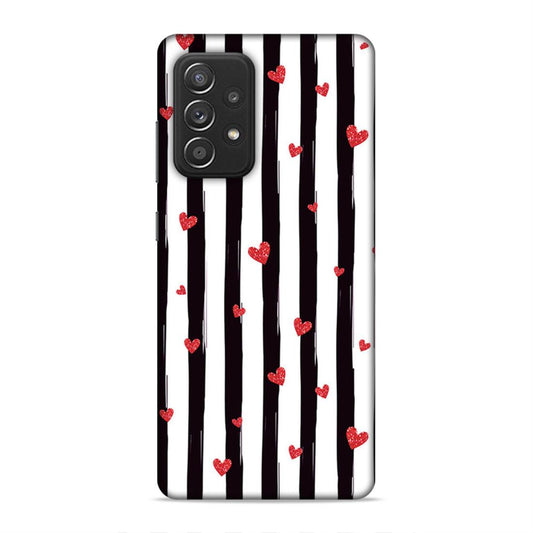Little Hearts with Strips Hard Back Case For Samsung Galaxy A52 / A52s 5G