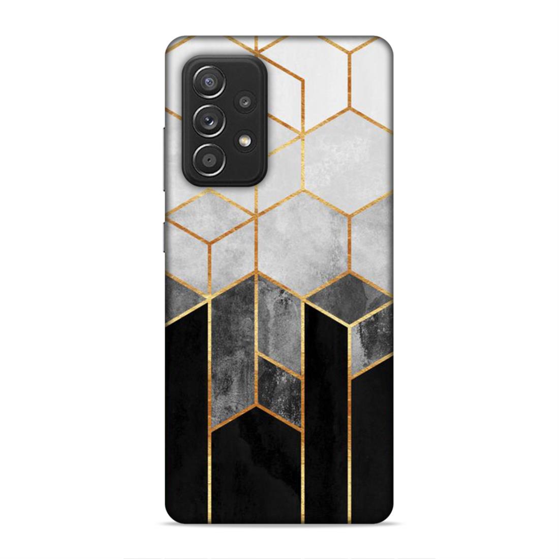 Hexagonal White Black Pattern Hard Back Case For Samsung Galaxy A52 / A52s 5G