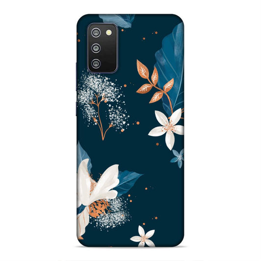Blue Floral Hard Back Case For Samsung Galaxy A03s / F02s / M02s