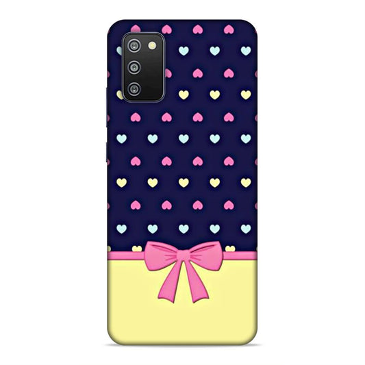 Heart Pattern with Bow Hard Back Case For Samsung Galaxy A03s / F02s / M02s