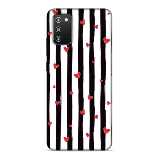 Little Hearts with Strips Hard Back Case For Samsung Galaxy A03s / F02s / M02s