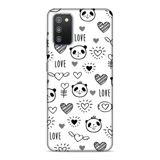 Heart Love and Panda Hard Back Case For Samsung Galaxy A03s / F02s / M02s