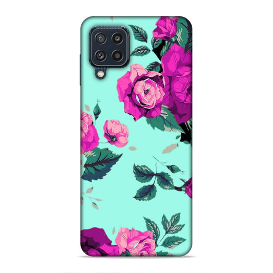 Pink Floral Hard Back Case For Samsung Galaxy A22 4G / F22 4G / M32 4G