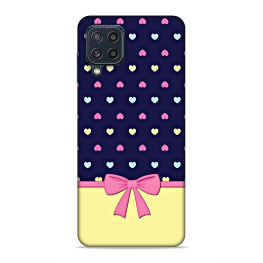 Heart Pattern with Bow Hard Back Case For Samsung Galaxy A22 4G / F22 4G / M32 4G