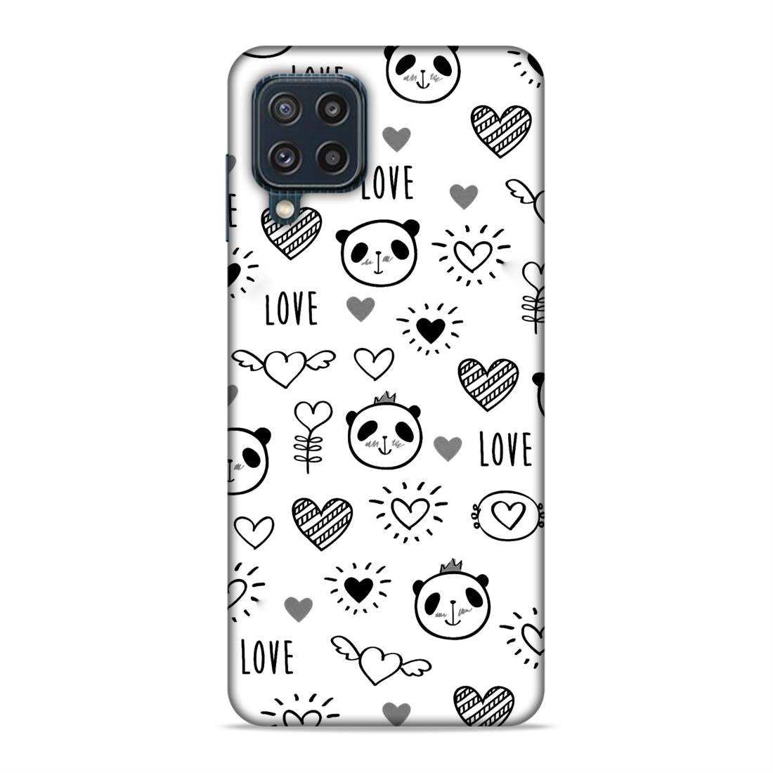 Heart Love and Panda Hard Back Case For Samsung Galaxy A22 4G / F22 4G / M32 4G