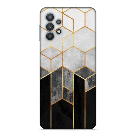 Hexagonal White Black Pattern Hard Back Case For Samsung Galaxy A32 5G / M32 5G