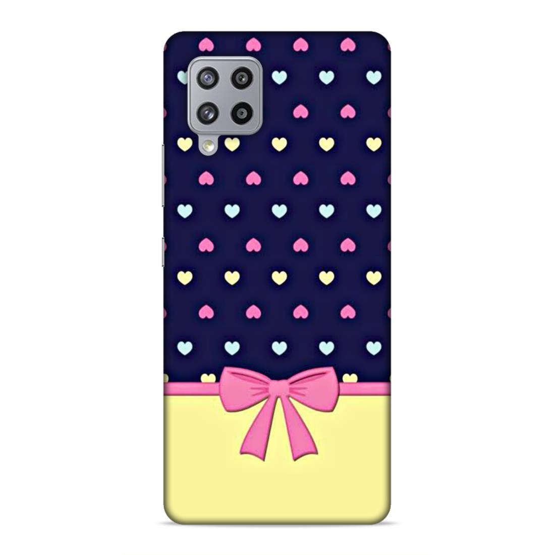 Heart Pattern with Bow Hard Back Case For Samsung Galaxy M42 5G