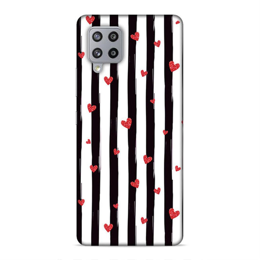 Little Hearts with Strips Hard Back Case For Samsung Galaxy M42 5G