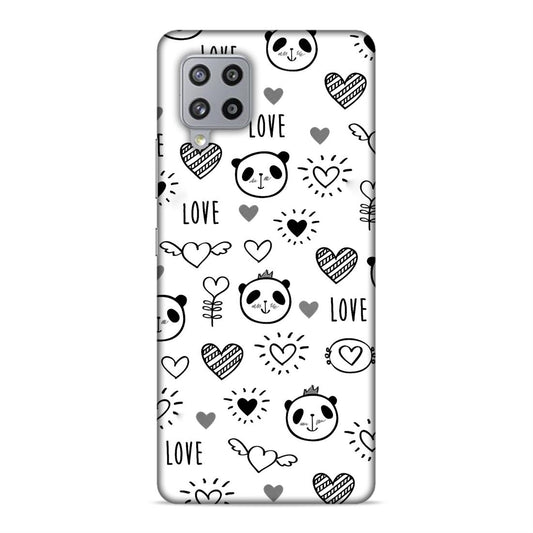 Heart Love and Panda Hard Back Case For Samsung Galaxy M42 5G