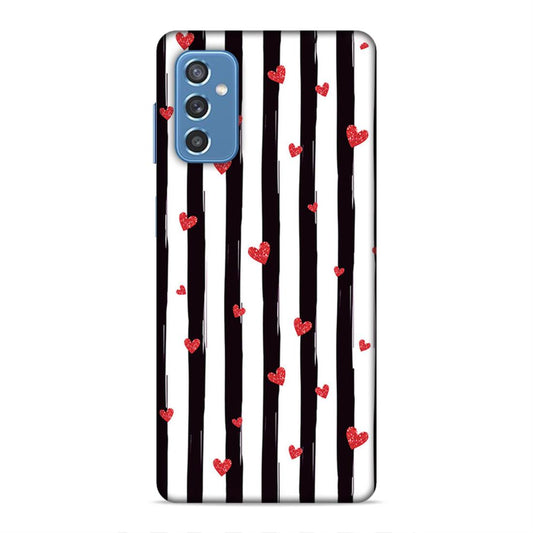 Little Hearts with Strips Hard Back Case For Samsung Galaxy M52 5G