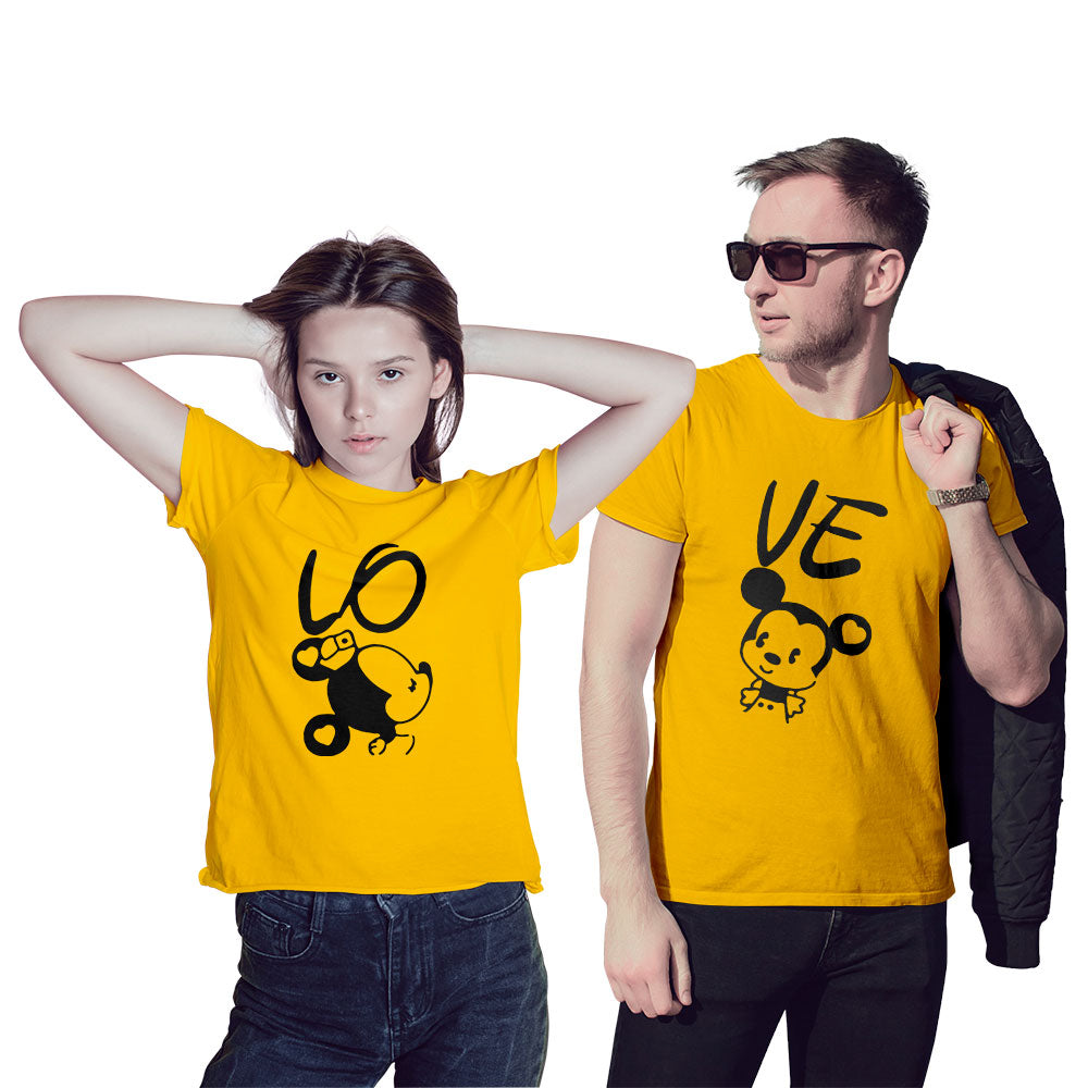 Love Micky and Minnie Face Couple T-shirt