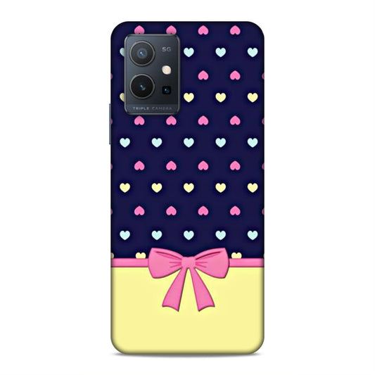 Heart Pattern with Bow Hard Back Case For Vivo T1 5G / Y75 5G