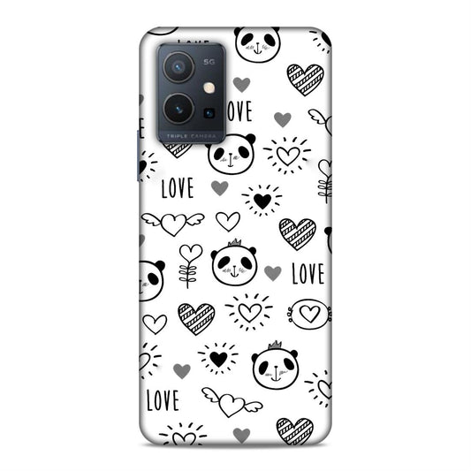 Heart Love and Panda Hard Back Case For Vivo T1 5G / Y75 5G