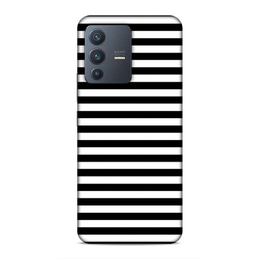 Black and White Line Hard Back Case For Vivo V23 5G