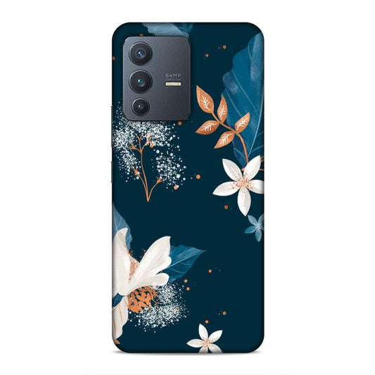 Blue Floral Hard Back Case For Vivo V23 5G