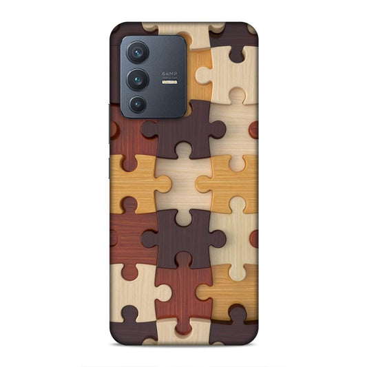 Multi Color Block Puzzle Hard Back Case For Vivo V23 5G
