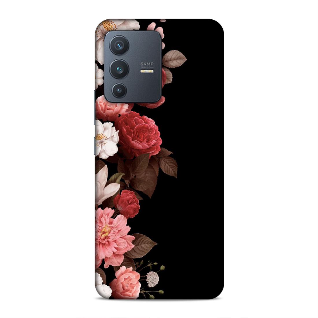 Floral in Black Hard Back Case For Vivo V23 5G