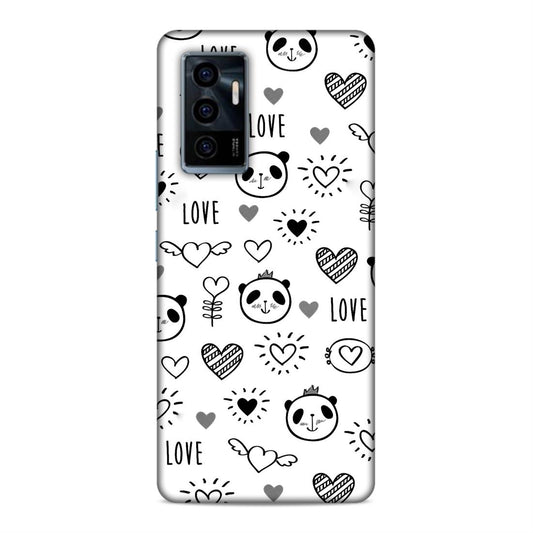 Heart Love and Panda Hard Back Case For Vivo V23e 5G