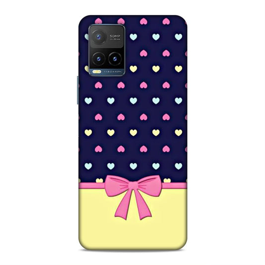 Heart Pattern with Bow Hard Back Case For Vivo Y21 2021 / Y21A / Y21e / Y21G / Y21s / Y21T / Y33T / Y33s