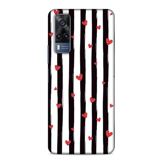 Little Hearts with Strips Hard Back Case For Vivo iQOO Z3 / Y53s 4G