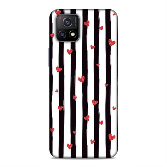 Little Hearts with Strips Hard Back Case For Vivo Y72 5G