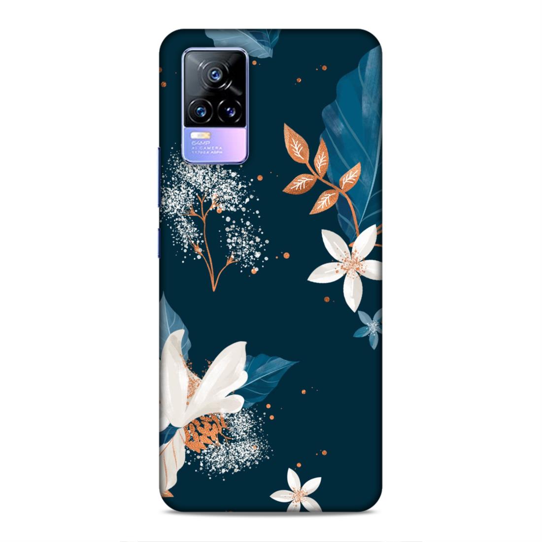 Blue Floral Hard Back Case For Vivo V21e 4G / Y73 2021