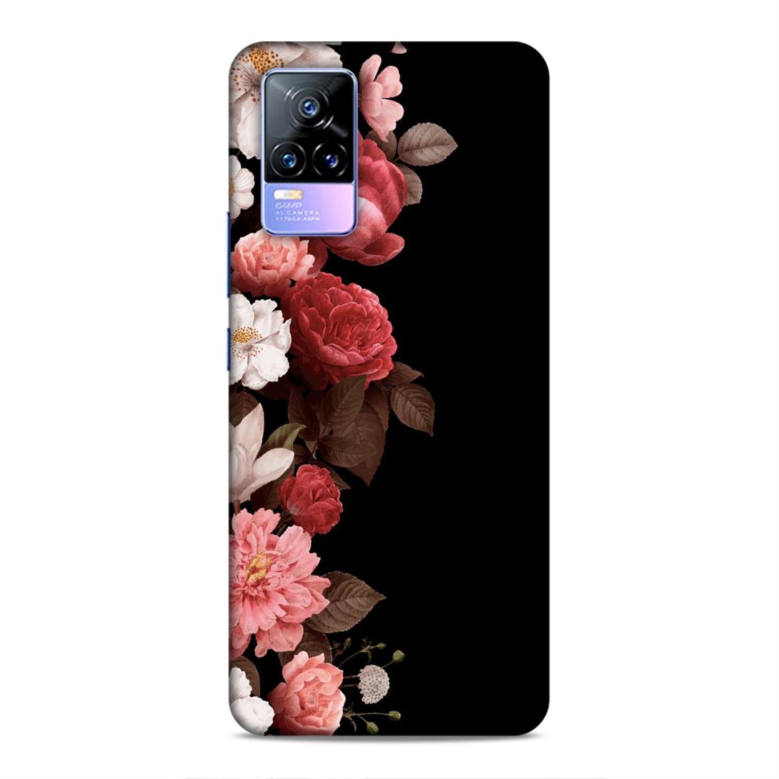 Floral in Black Hard Back Case For Vivo V21e 4G / Y73 2021